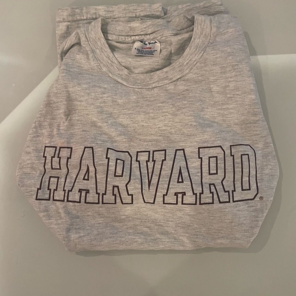 Champion | T-Shirt | Medium | White-Grey | Harvard Logo | Good Condition